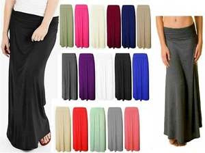 Womens MAXI SKIRT FOLD OVER TURN UP Ladies Multi Colour Plus Size - Picture 1 of 14