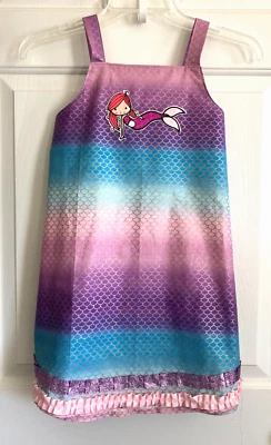 Vestido/jersey envolvente para niña, hecho a mano, talla 5/6, algodón estampado mar, trans temporada Foto 1 de 4