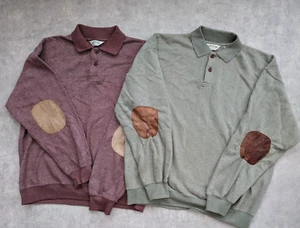 Orvis Jumper Mens Large Elbow Leather Patch Pullover Polo Shirt Bundle of 2 L - Picture 1 of 13