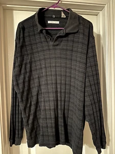 Men's Geoffrey Beene Long Sleeve Polo Shirt 2 Tone Black - Size XL - EUC - Picture 1 of 2