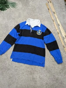 Vintage Izod Rugby Imports Shirt Kids Blue Striped Polo Embroidered Logo Crest - Picture 1 of 8