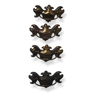 Aged Brass Batwing Drawer Pulls Lot of 4 Classic Chippendale Furniture Hardware - Picture 1 of 22