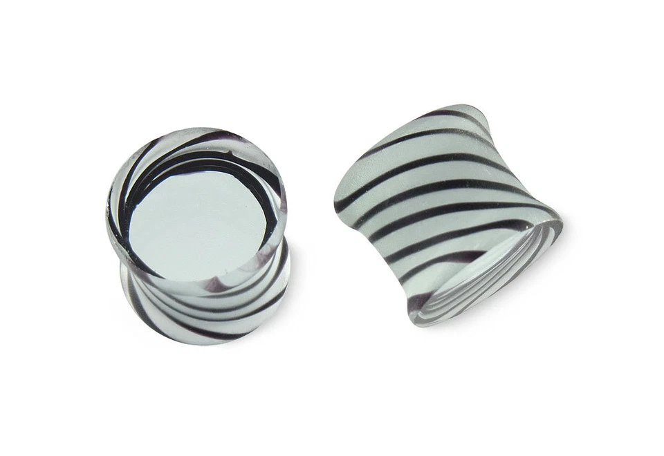 Par de medidores de plugues de vidro Tornado preto e transparente - Imagem 1 de 1