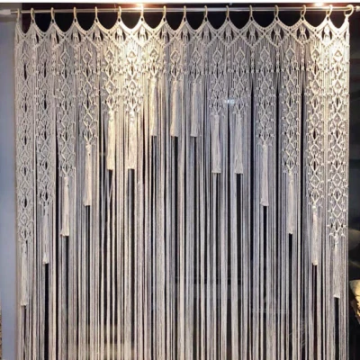 Makramee Wandbehang Türvorhang Weiß Deko Boho Wandhänger Fadenvorhang Wanddeko  - Bild 1 von 3