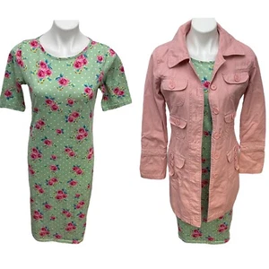 Lote Abrigo Vestido Tul Anthropologie Mujer Mediano Rosa Trench Floral Tejido Costero - Imagen 1 de 21