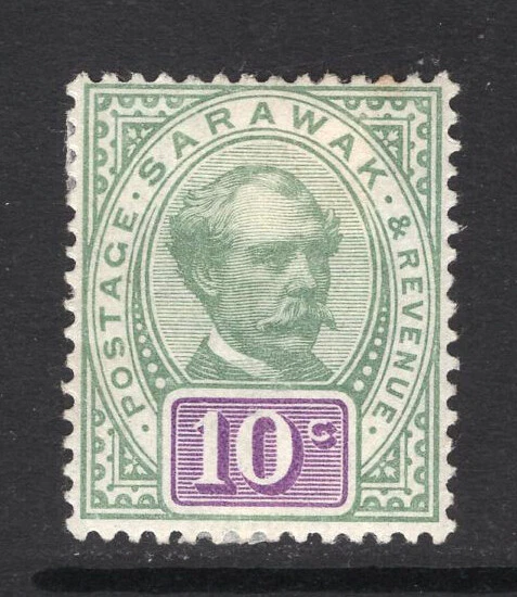 M25704 Sarawak 1891 SG15 10c green & purple MM, Cat £60 - Изображение 1 из 1