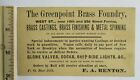 Rare 1875 United States Postal Card Greenpoint Brass Foundry Brooklyn Ny Benton