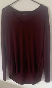 Athleta Maroon V-Neck Soft Long Sleeve Shirt Size Medium - Picture 1 of 4