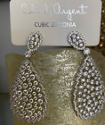 Cote D? Argent Silver Plated Cubic Zirconia Teardrop 2? Earrings Nwt Ma