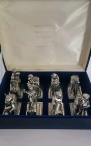 Set di 8 anelli tovagliolo vintage placcato argento ""Bambini a gioco"" in scatola originale - Foto 1 di 19