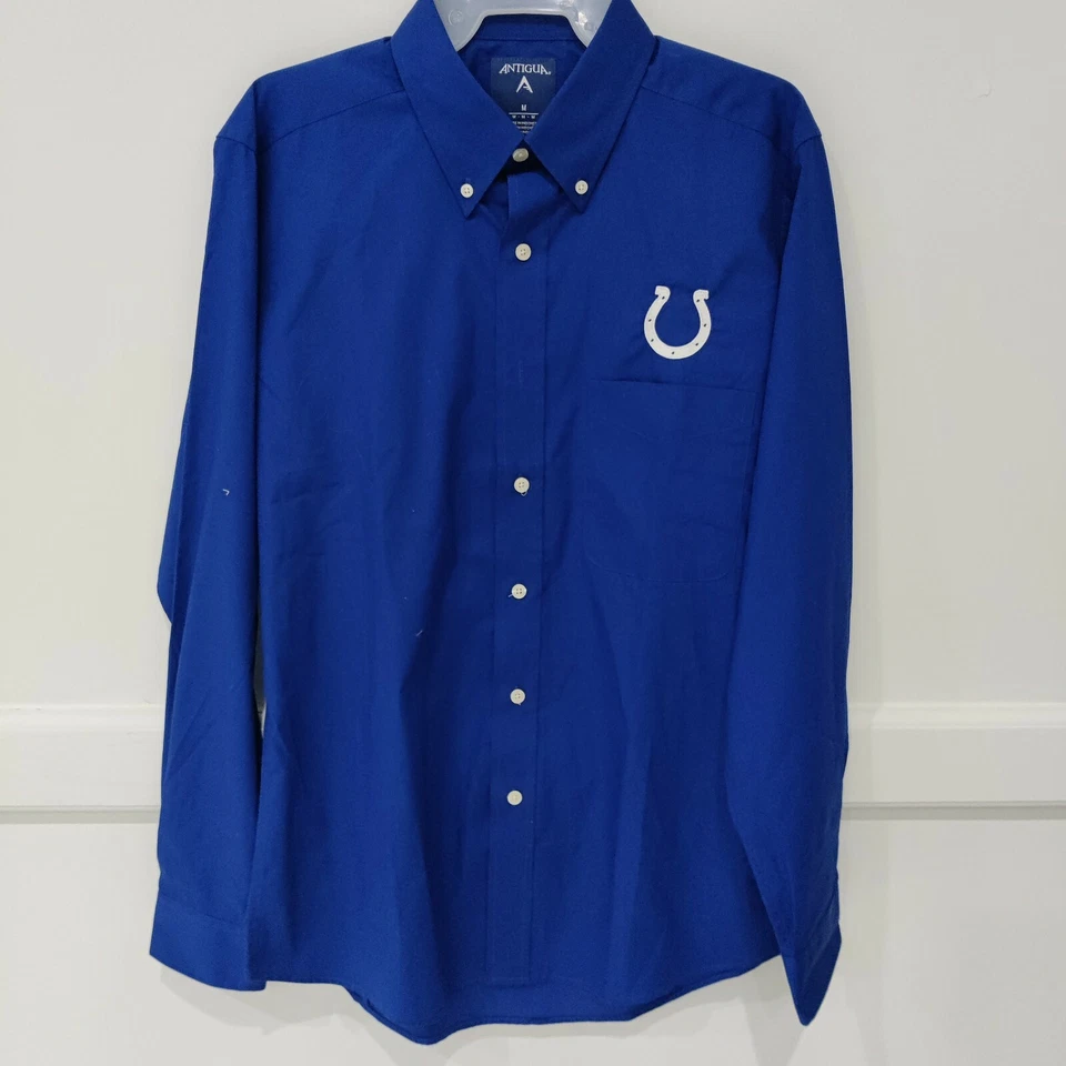 Indianapolis Colts Antigua Dynasty Woven Button-Down Shirt Royal Blue M 6D032 - Image 1 of 2