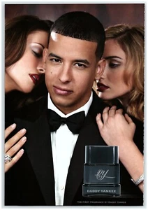 2008 Daddy Yankee Fragrance Strip Print Ad, Tuxedo Threesome Two Hot Models Lips - Picture 1 of 1
