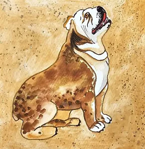 Watercolor Painting Bulldog Pet Portrait Handmade for Dog Owners Ideal for Bulld - Picture 1 of 9