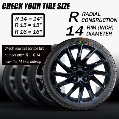 4PC Black for wheel rim cover for R14 HubCaps for 2002-2007 Suzuki Aerio - Image 1 of 4