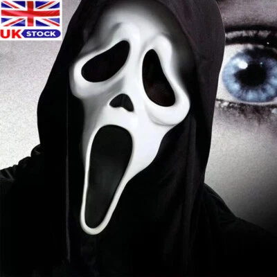 Scream Ghost Face Mask With Hood Halloween Horror Fun Fancy Dress Scream Killer - Image 1 of 4