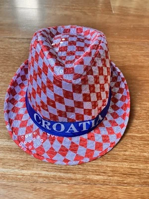 Croatian Red & White Checkered Sequin Fedora - image 1 of 4