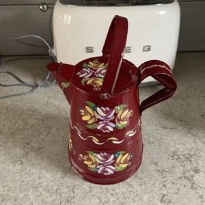 Hand painted Metal Bargeware Watering Can With Handle - Red - Picture 1 of 10