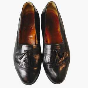 Herren 90er Vintage Handarbeit schwarz italienisches Leder Quaste Halbschuhe 11W für Church’s - Bild 1 von 14