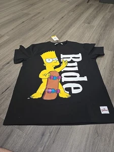 The Simpsons Bart Simpson "Rude" Black Short Sleeve Tee Shirt Men Size XL/ New - Picture 1 of 12