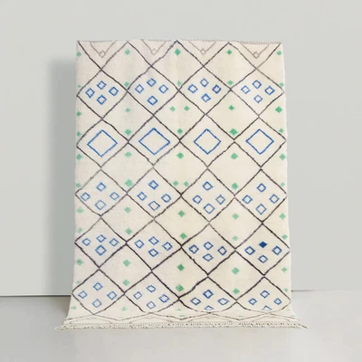 Hand Knotted Contemporary Abstract Wool 5x8 | Luxury Designer Bedroom Area Rug - Image 1 of 4