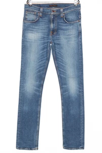 NUDIE JEANS TAPE TED GRIGIO INDOSSATO INDACO jeans elasticizzato uomo taglia W33 L34 DZ7176 - Foto 1 di 9