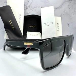 GUCCI Sunglasses Black Aviator Shield GG0784S 001 Plaque Logo Mens Authentic - Picture 1 of 14