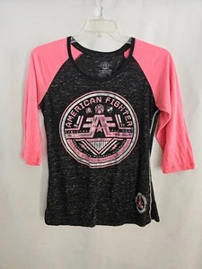 American Fighter Breast Cancer Awareness Raglan Shirt Black Pink Size Large - Bild 1 von 6