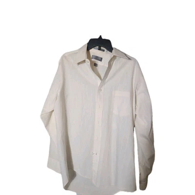 Hennessy By Van Heusen 16-34/35 Button Down Cream Dress shirt - Image 1 of 2
