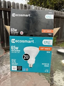 NEW *Opened* Eco-Smart 65W CFL Light Bulb BR30 ESL15BR30/2/ESM *1 Bulb Missing* - Picture 1 of 5