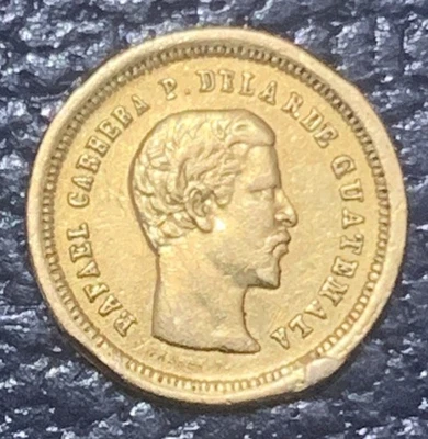 Guatemala Oro 4 Reales 1860 KM#135 Soldadura Daños Foto 1 de 2