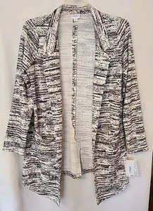 NWT Lularoe Gwen White Black Open Front Box Blazer Cardigan Jacket Pockets M - Picture 1 of 7