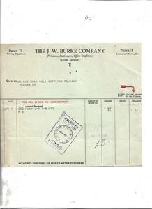 THE J. W. BURKE CO., TIPOGRAFIA MACON GA. FATTURA DATATA 6 MAGGIO 1926 - Foto 1 di 1