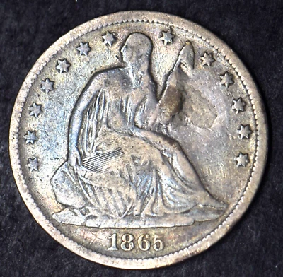 1865-S Seated Liberty Half Dollar 50C - COINGIANTS - - Image 1 of 2