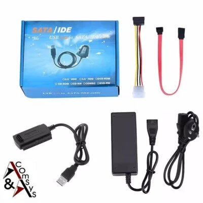 Adapter USB auf SATA IDE 2.5" 3.5" Festplatte SSD HDD Laufwerke + Netzteil #USI - Bild 1 von 4