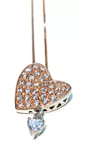 Collarino cuore argento sterling cuoricino zircone pendente rosé - Foto 1 di 4