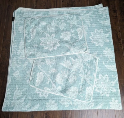 Edredón Tommy Bahama y 2 fundas completo verde blanco algodón tropical playa costera Foto 1 de 4