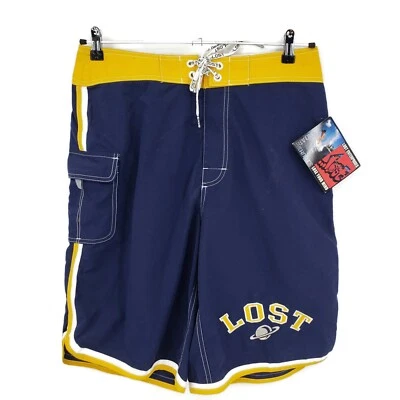 Новый потерянный шорты мужской 32 обруч темно-синий желтый твердый плавки - Изображение 1 из 4