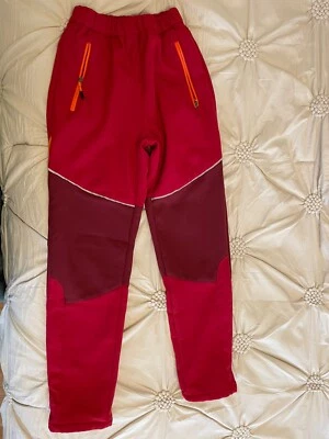 男孩滑雪雪 2XL 7 8 裤子抓绒衬里红色橙色隔热青少年户外女孩 — 第 1/4 张图片