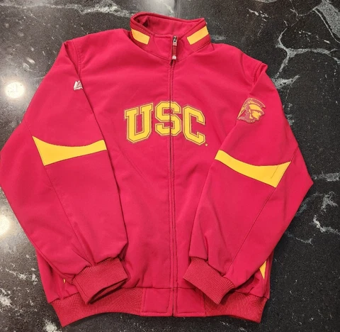 Majestic USC Trojans Heavy Bomber Stitched Jacket Size 2XL Cover
