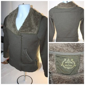 Womens PrAna Cozy Sherpa Fleece Lined Full Zip Jacket Green Olive : Size Small - Picture 1 of 10