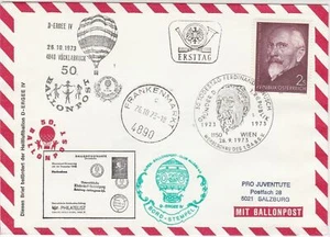 Austria 1973 Balloon Post Ferdinand Hanusch Slogan Cancel+Stamps Cover Ref 28708 - Picture 1 of 2
