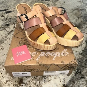 Free People Bellevue Platform Clog Real Wood Sunrise Multi Size 41 Us Size 10.5 - Picture 1 of 8