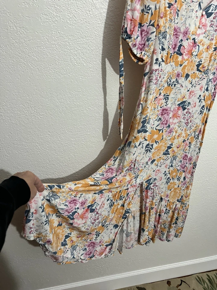 Vestido Babydoll Femenino Fluido Coqueta Cottagecore Floral Pequeño Hada Y2K Foto 1 de 4