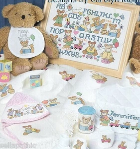Teddy Bear Cross Stitch Pattern CArolyn Manning Alphabet Afghan Mommy - Picture 1 of 2