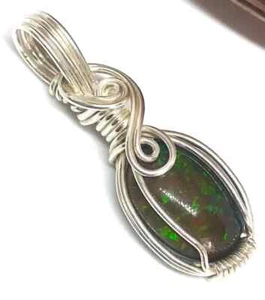 Sterling Silver wire wrapped Moonstone Pendant Raw Tourmaline Pendant - Picture 1 of 9
