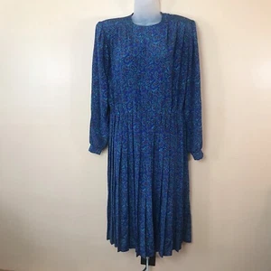 Abito Henry Lee Petites verde viola paisley donna 10 vintage anni 80 carriera - Foto 1 di 7