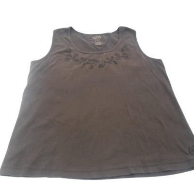 North Crest Tank Top Women's Large Brown Fitted Summer Spring Embroidered - Image 1 of 4