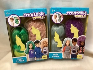 Mattel Creatable World Hair2- 2-Packs H-294GREEN& PURPLE H-208 AQUA& PINK 4 wigs - Picture 1 of 6