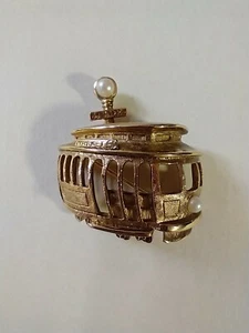 Vintage San Francisco Cable Brooch Pin Powell Street Rhinestone (Tortolani) - Picture 1 of 4