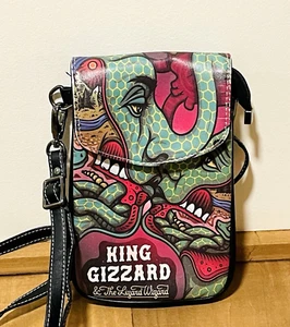 King Gizzard & Lizard Zauberer Umhängetasche Handtasche 8" x 5" Karten Reißverschluss Druckknopf - Bild 1 von 13